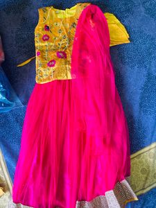 Bright Yellow Pink  Lehenga