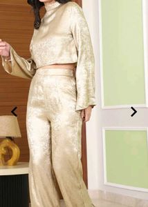 Shein Party Shimmer Crop Top &amp; Pant Co-Ord Set
