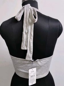 Grey Halter Crop Top