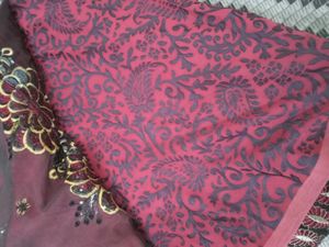 Embroidered Maroon Saree