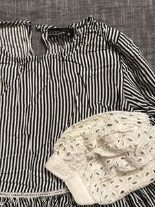 Striped Blouse with Lace Details