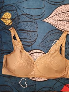 Lace Detail Beige Bra