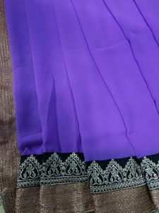 Georgette Saree With Beautiful Embroidery Lace