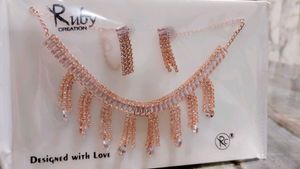 Rose Gold Necklace &amp; Earring Set