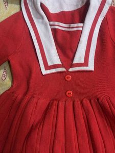 Adorable Red Sailor Dress Woolen