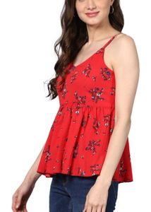 Red Floral Print Top