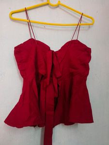 Super hot maroon noodles strap padded top