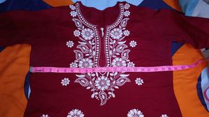Maroon Chikankari Kurta +Freebie😍❤