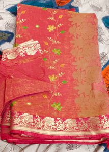 Rust Colour Saree With Blouse