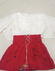 Red & White Casual Top