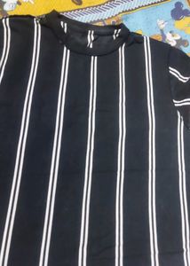 Striped Mock Neck Top