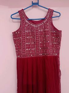 Pink Mirror Work Nayra Suit
