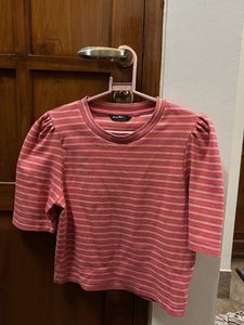 Striped Puff Sleeve Top