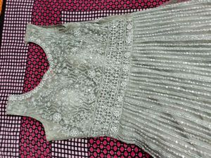 Elegant Silver Embellished Gown