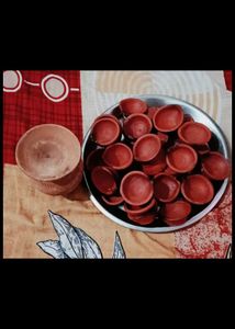 25 Clay Diyas &amp; Ghada Set  मिट्टी के दिया और छोट
