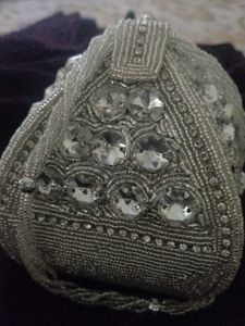Beaded Silver Pouch