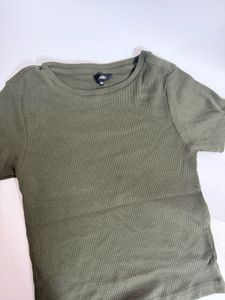 Olive Green Ribbed T-Shirt size XS to XXS