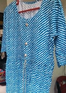 Blue Striped Midi Dress