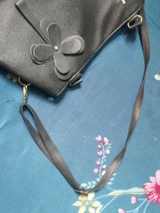 Floral Embroidered Black Bag