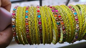 Green &amp; Multi-Colored Bangle Set