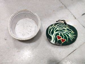Combo Of Paper Bowl And Wooden Art Decor