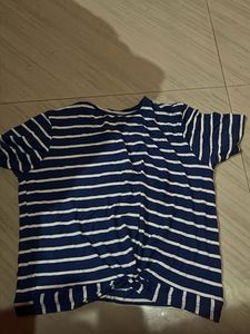 Striped Knot-Front Tee