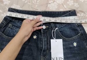 Floral Embroidered Wide Leg Jeans