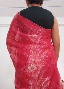 Dark Pink Floral Saree
