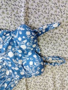 Totally New Blue White Paded Frock