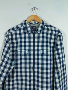 Blue Checks Hoodie Shirt for Men&#39;s