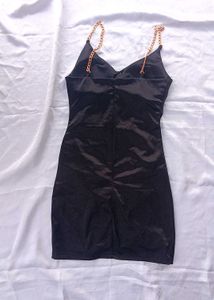 Black Satin Padded  Mini Dress