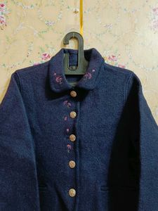 🇳🇿💫🎀Elegant Navy Blue Embroidered Blazer