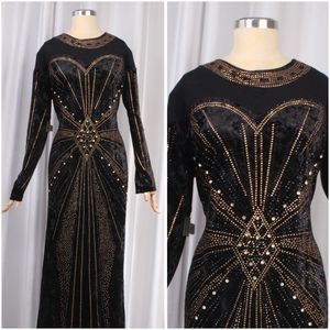 Heavily Beaded Plus Size Velvet Dress
