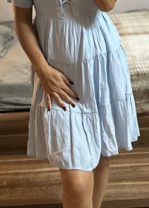 Cute Light Blue Tiered Dress