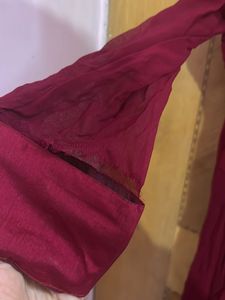 Maroon &amp; Gold Embroidered Anarkali Dress