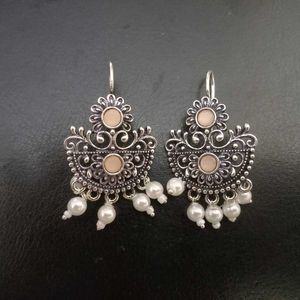Silver Tone Pearl Drop Earrings