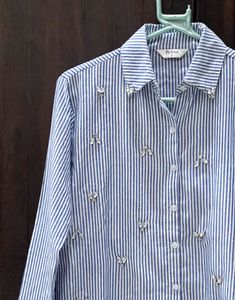 ZARA DUPE STRIPED BEADED SHIRT💎