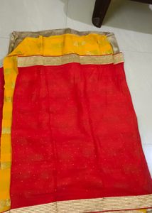 Lakshmipati yellow and red Georgette Saree