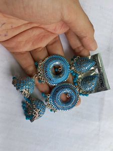 Blue Jhumka Earrings