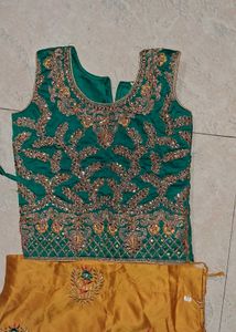 Green &amp; Gold Lehenga Choli Set