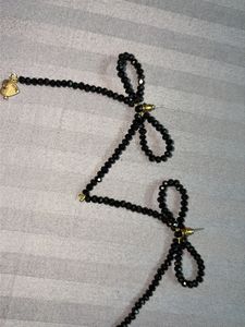 Black Bow Beaded Earrings