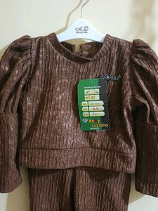 Girl's Brown Top and Pant Set