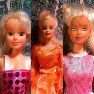 3 Barbie Dolls Combo With Doll Accessories Dress