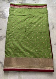 Elegant Olive  Green Embroidery Saree