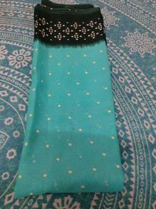 saree blue with dark green border