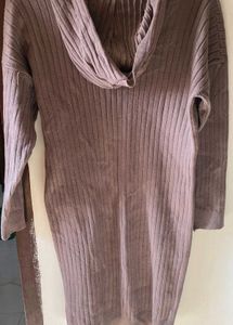 Hooded Knit Sweater Dress