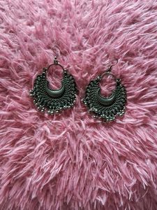 Boho Silver Jhumka Earrings