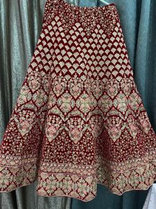 Red Velvet Embroidered Lehenga Choli