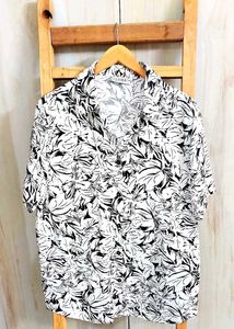 White Printed Cotton Shirt Size-42