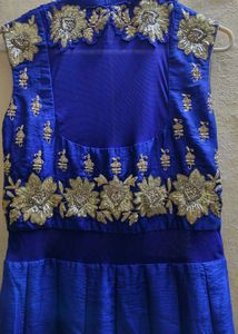 Royal Blue Gold Embroidered Gown